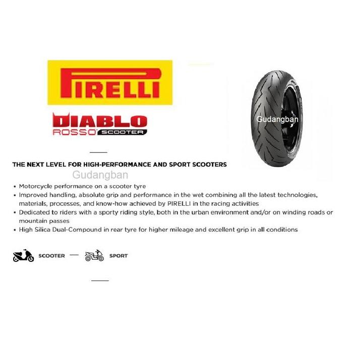 Pirelli Diablo Rosso Scooter 140 70 13 Tubeless Ban Luar Motor Nmax ADV PCX 160 belakang FREE PENTIL