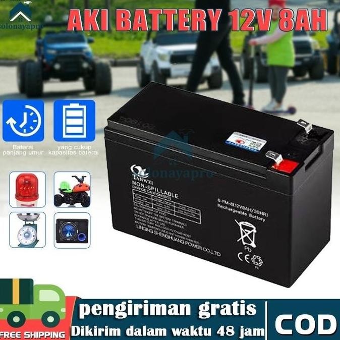 Fun- Aki Battery 8AH msa hitam / aki tangki semprot/aki mobil mainan/aki battery batre accu sprayer 
