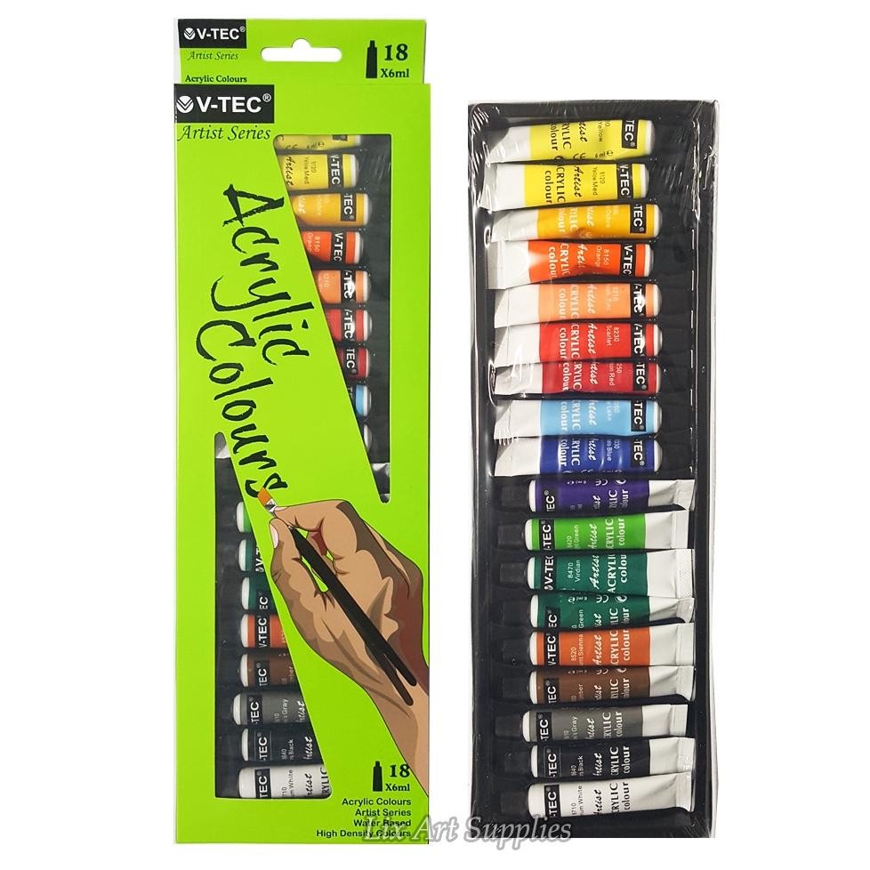 

V-Tec Acrylic Color Set 18 - 618A/ Cat Akrilik Cat Akrilik Set 18x6ml