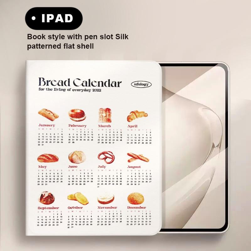ER - Pola kalender dengan gambar roti Case tablet for iPad Mini 4/5 Mini 6 iPad Air1/2 Gen 5/6 iPad 