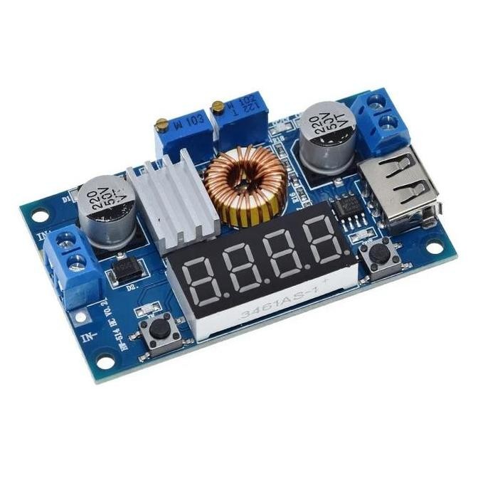 Promo XL4015 USB DC-DC Step Down Buck Converter CC CV Adjustable 4-38V 5A 75W with Voltmeter Display