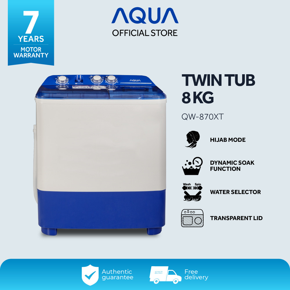 AQUA Elektronik QW-870XT Mesin Cuci 2 Tabung (Twin Tub) - 8 Kg