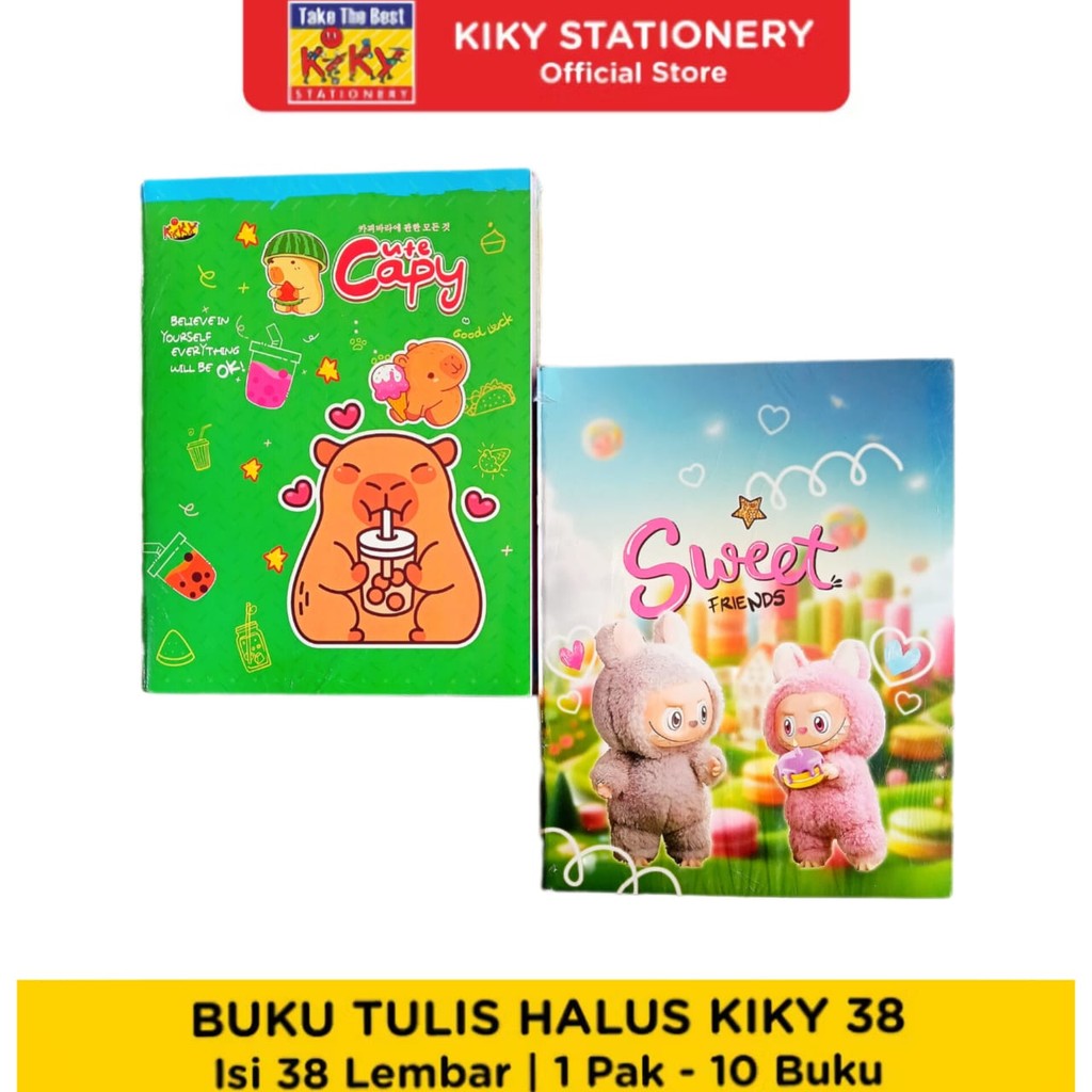 

Buku Tulis Kiky 38lembar 10pcs buku/Buku Tulis Kiky Motif Karakter 1 pack/Buku Tulis Murah