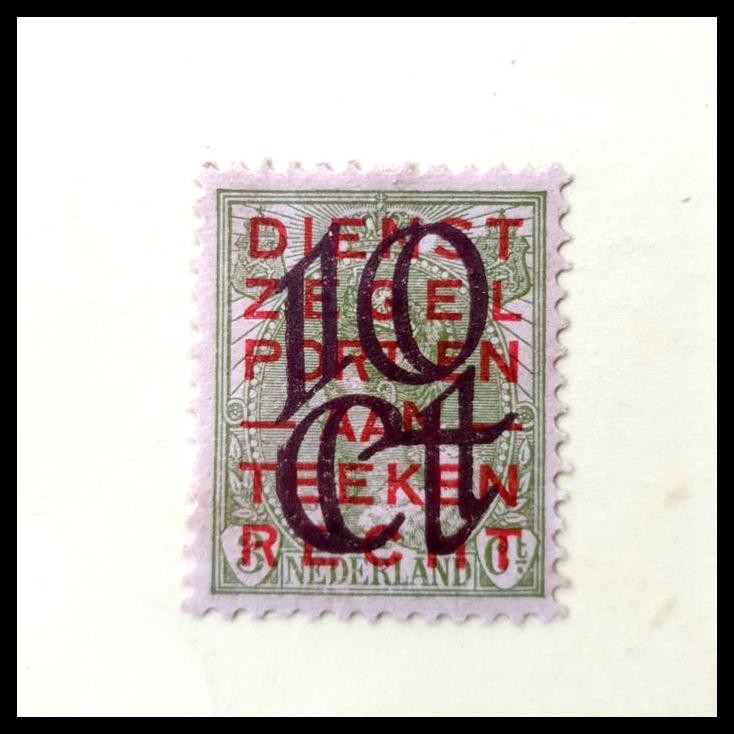 

DISKON PRANGKO BELANDA / NEDERLAND 1923. C.T. NILAI BARU DI ATAS PRANGKO DIENST. 10 CT DI ATAS 3 CENT !!!