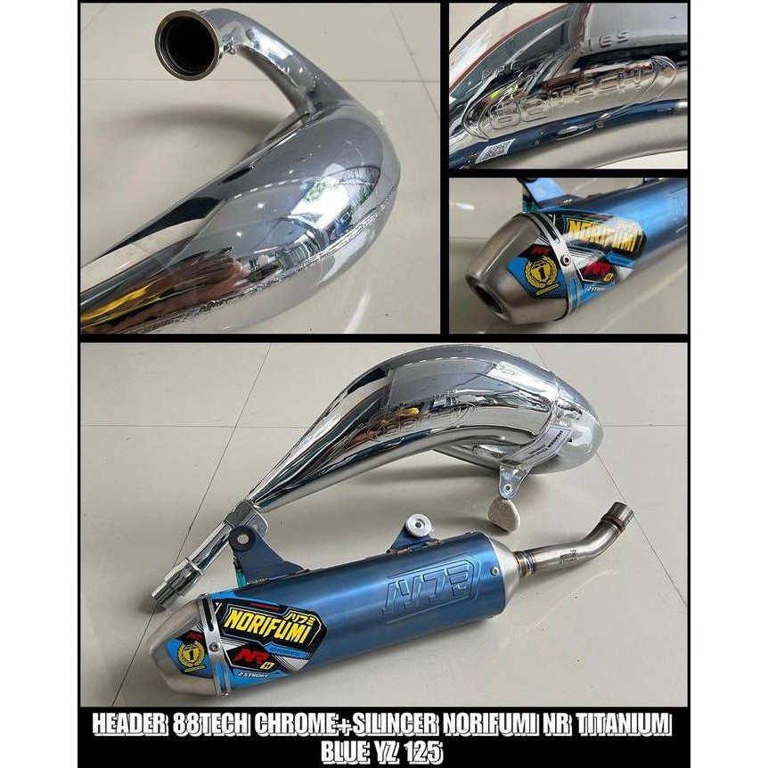 KNALPOT YZ 125 X FULL SYSTEM 88 TECH HEADER YZ 125 X MERK 88 TECH
