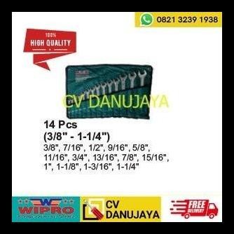 DISKON KUNCI RING PAS INCH (CR) CRV SET SIZE 3/8" - 1-1/4" ( 14 PCS) - WIPRO 