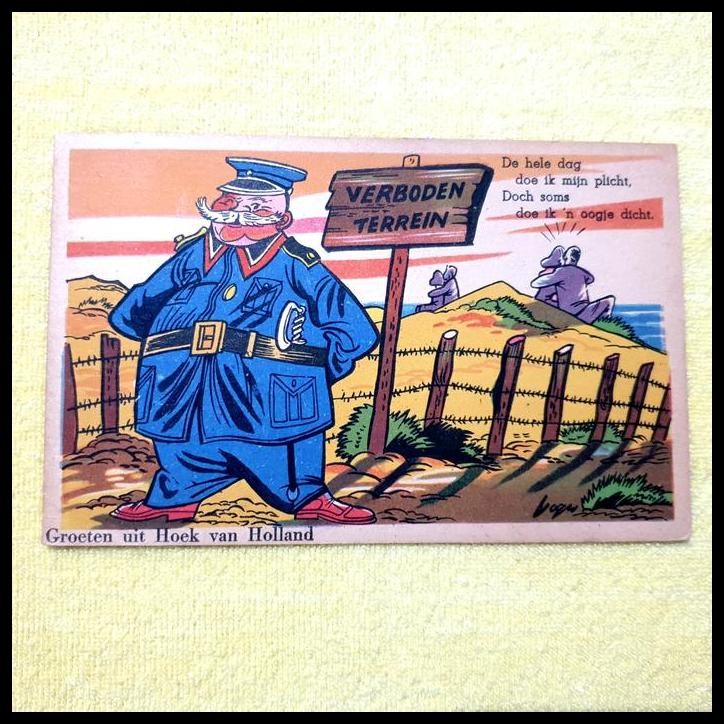 

BEST DEAL KARTUPOS BERGAMBAR ZAMAN BELANDA (BERWARNA, CETAKAN BELANDA) VERBODEN TERREIN (DAERAH TERLARANG) DIBUBUHI PRANGKO WILHELMINA 50 CENT CAP POS, BATAVIA 3.10.27 !!!!!!