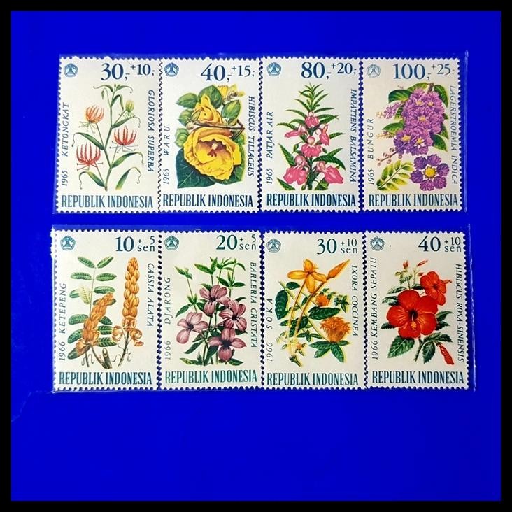 

TERMURAH PERANGKO/PRANGKO INDONESIA. 1965 & 1966. SERI BUNGA. SET LENGKAP. LUX !!!