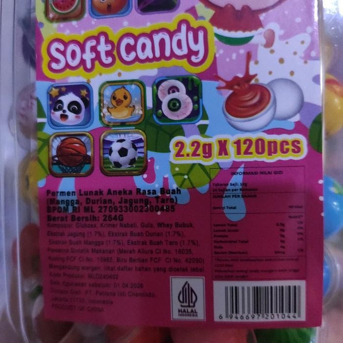 

Cri Toples Soft Candy Mini Aneka Rasa Buah Isi 120 Pcs Exp 07/03/2026 - Permen Snack Cemilan Kering Food