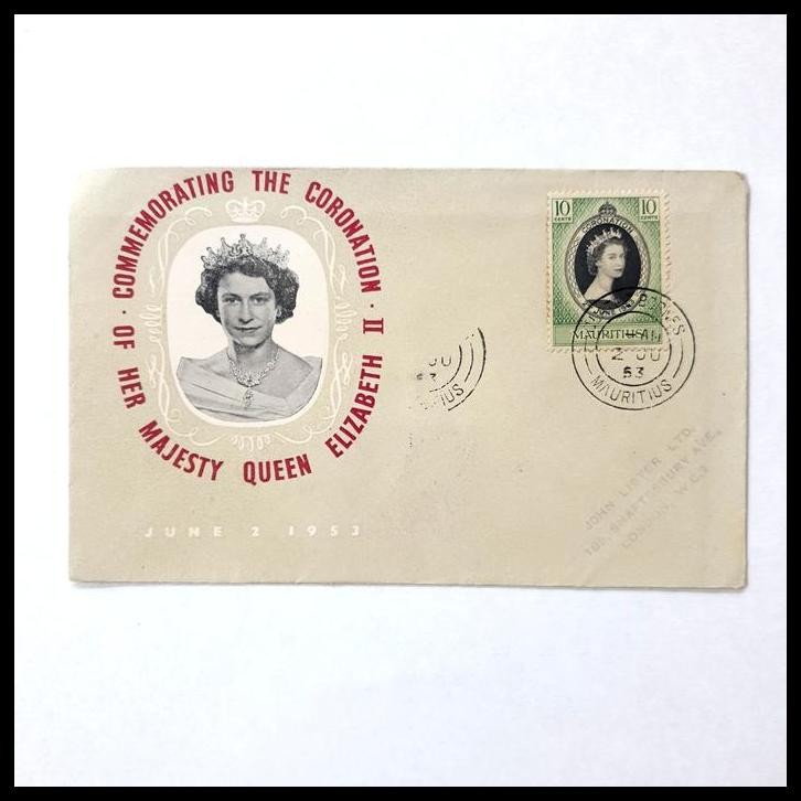 

TERMURAH PRANGKO CORONATION QUEEN ELIZABETH II 1953. FDC DARI MAURITIUS !!!