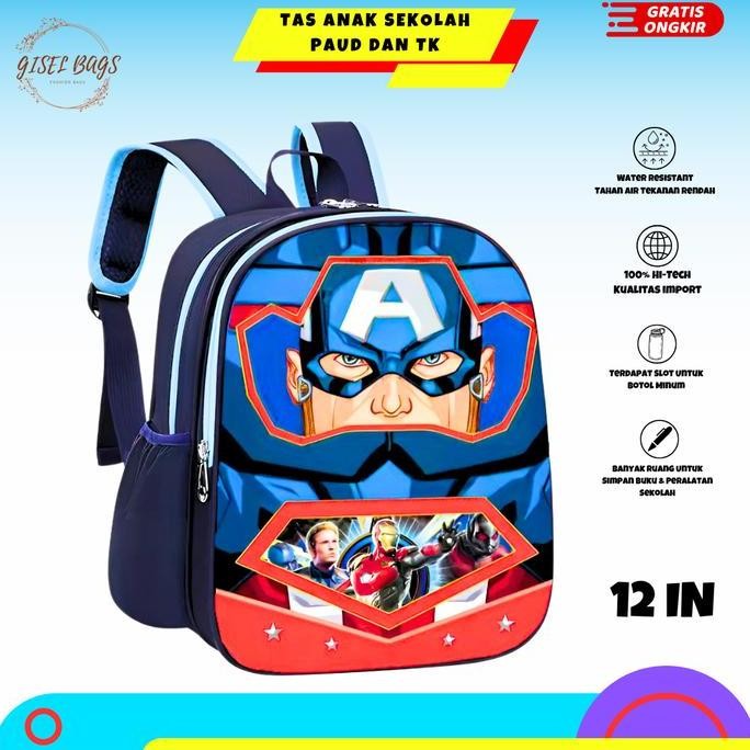 

Miliki Tas Anak Laki Laki Tk Import Gambar Karakter Superhero Timbul Gratis Botol Minum