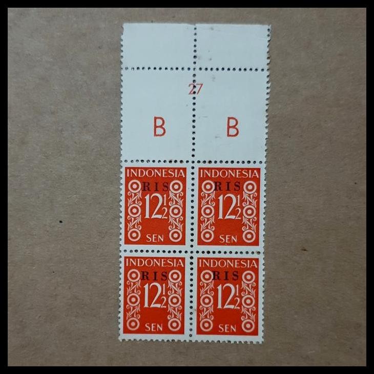 

BEST DEAL PRANGKO INDONESIA 1950. C.T. RIS 12 SEN, BLOK-4 DENGAN SHEET MARGIN