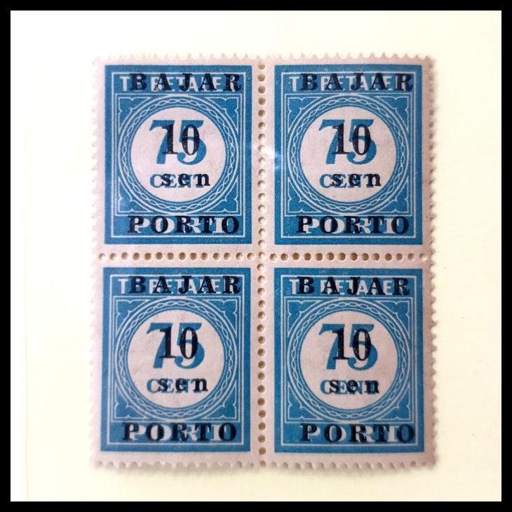 

BEST DEAL PRANGKO INDONESIA. BAJAR PORTO 1950. 10 SEN DI ATAS 75 CENT BLOK-4
