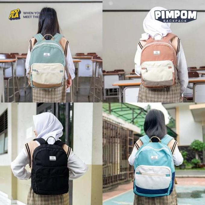 

Spesial Pimpom - Tas Sekolah Anak Sd Smp Laki Laki Perempuan Ransel Backpack Simpel Elegan Korea Hoofla