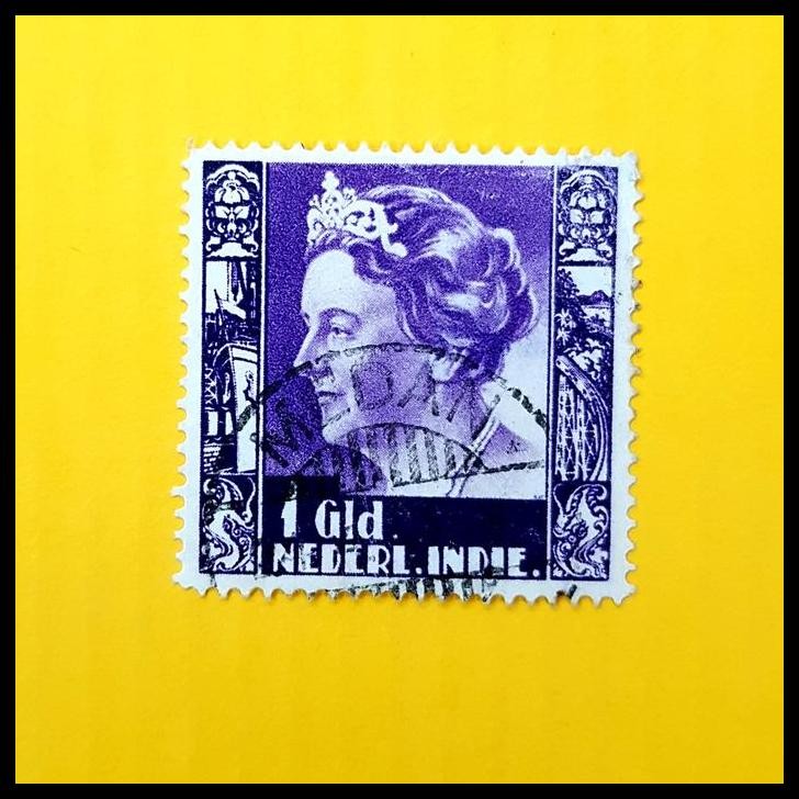 

DISKON PRANGKO NED INDIE 1938. RATU WILHELMINA WATERMARK 1 GULDEN. CAP MEDAN !!!!!