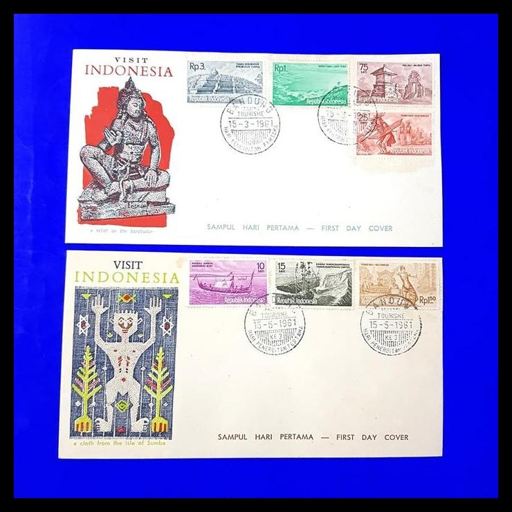

DISKON PRANGKO INDONESIA. 1961. 2 LBR SHP VISIT INDONESIA. SERI PARIWISATA !!!!