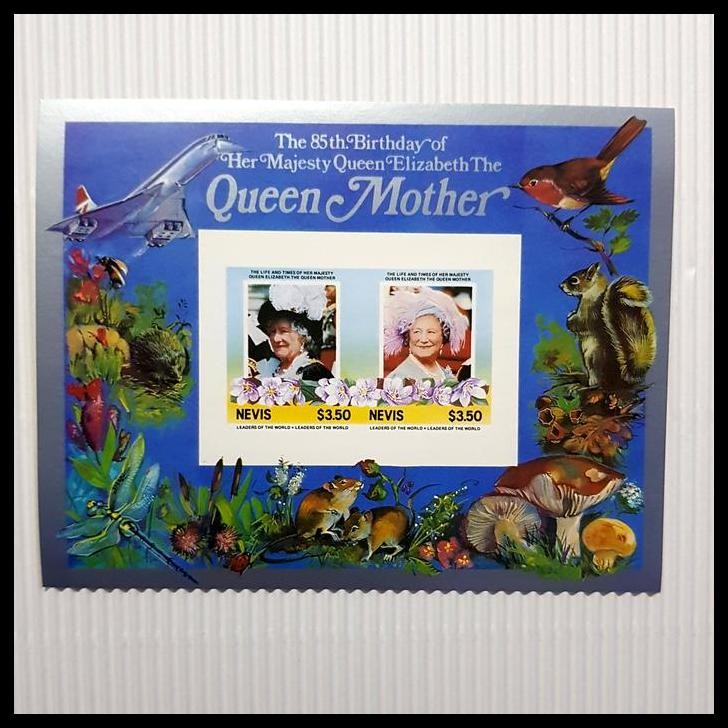 

GRATIS ONGKIR PRANGKO THE 85TH BIRTHDAY OF QUEEN MOTHER . SS IMPERF. DARI NEVIS !!!!!