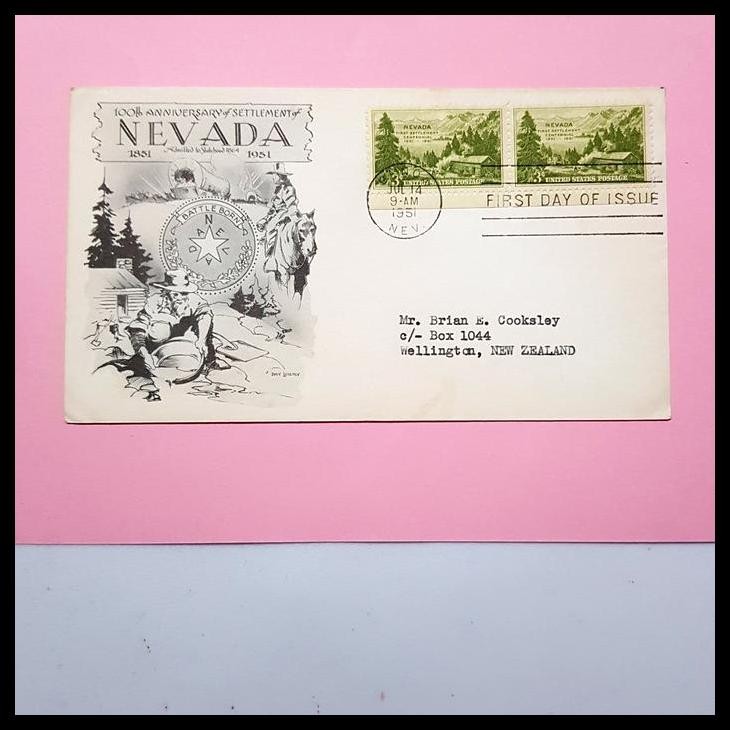 

BEST DEAL PRANGKO AMERIKA. FDC 100TH ANNIV. OF SETTLEMENT OF NEVADA 1851-1951 !!!!!!