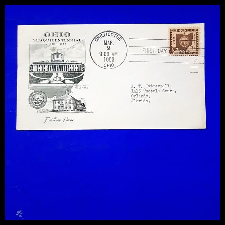 

HOT DEAL PERANGKO/PRANGKO AMERIKA. FDC OHIO SESQUICENNIAL 1803-1953 !!!