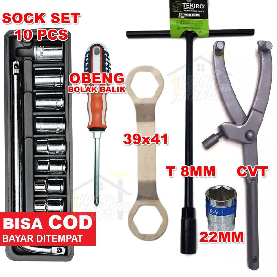 ORIGINAL PAKET Tracker CVT UNIVERSAL + Kunci 39-41 + Kunci Sok Set 10 Pcs 8-24 mm + Kunci T 8mm + MA