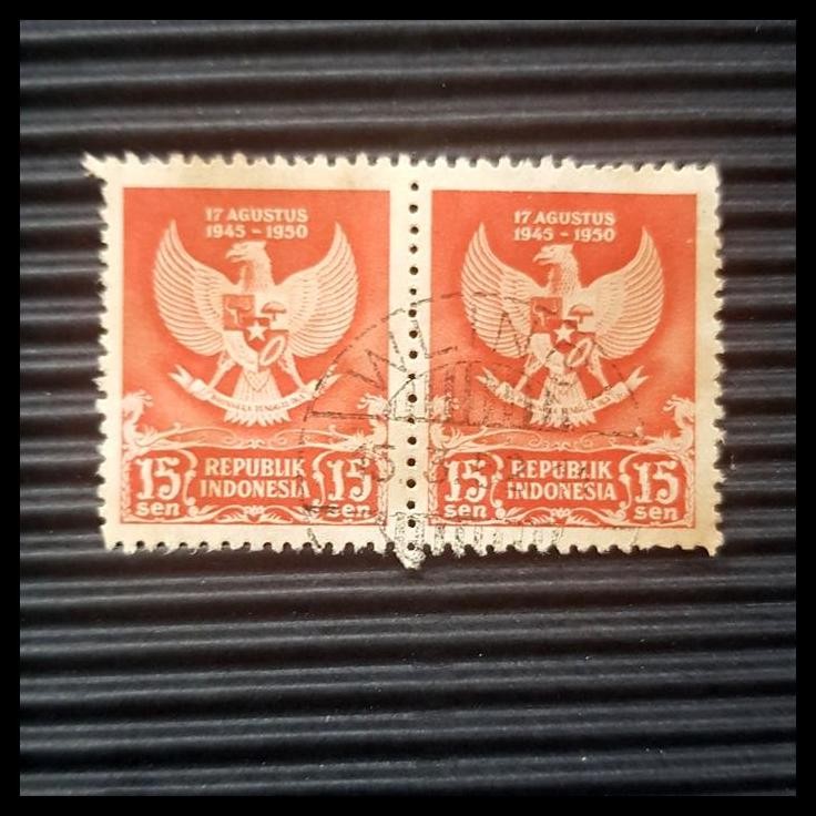 

HOT DEAL PRANGKO INDONESIA. GARUDA PANCASILA. 15 SEN, PAIR. CAP POS WLINGI