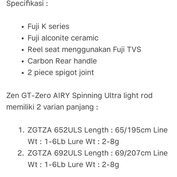 Joran Zen Zagan Gt Zero Zgtz 652 Joran Ul Airy