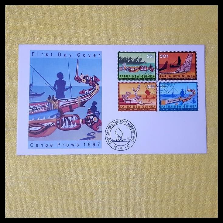 

TERMURAH PRANGKO PAPUA NEW GUINEA. FDC CANOE PROWS 1997 ~ HALUAN PERAHU/CANOE !!!