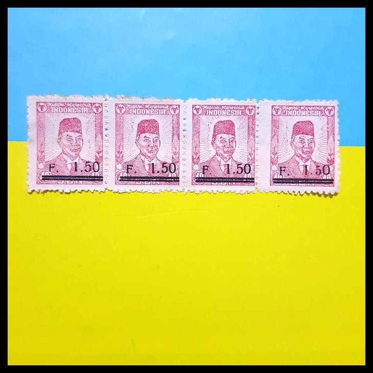 

TERMURAH PRANGKO REVOLUSI SUMATRA 1947. S36. PRESIDEN SOEKARNO F 1.50 STRIP 4 !!!