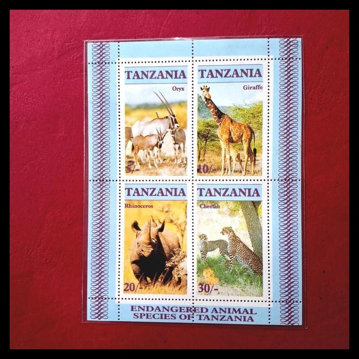 

BEST DEAL PRANGKO LUAR NEGERI. MARGASATWA / WILDLIFE ENDANGERED ANIMAL SPECIES OF TANZANIA. MINISHEET BERISI 4 PRANGKO