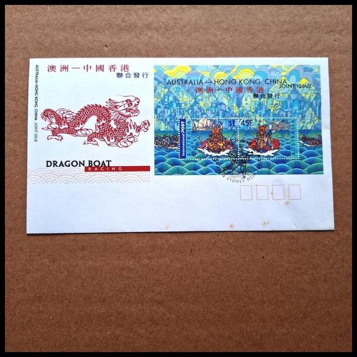 

HOT DEAL PRANGKO AUSTRALIA 2001. FDC SS AUSTRALIA - HONG KONG, CHINA JOINT ISSUE. DRAGON BOAT RACING. ONE OF THE MAJOR CHINESE FESTIVALS OF THE YEAR !!!!