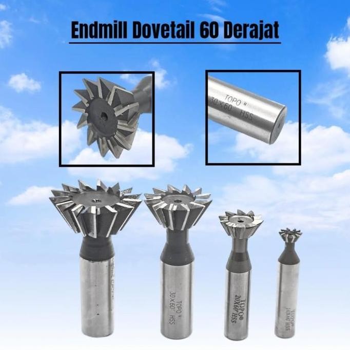 Endmill ekor burung 60 derajat 10mm - 40mm End Mill dovetail groove