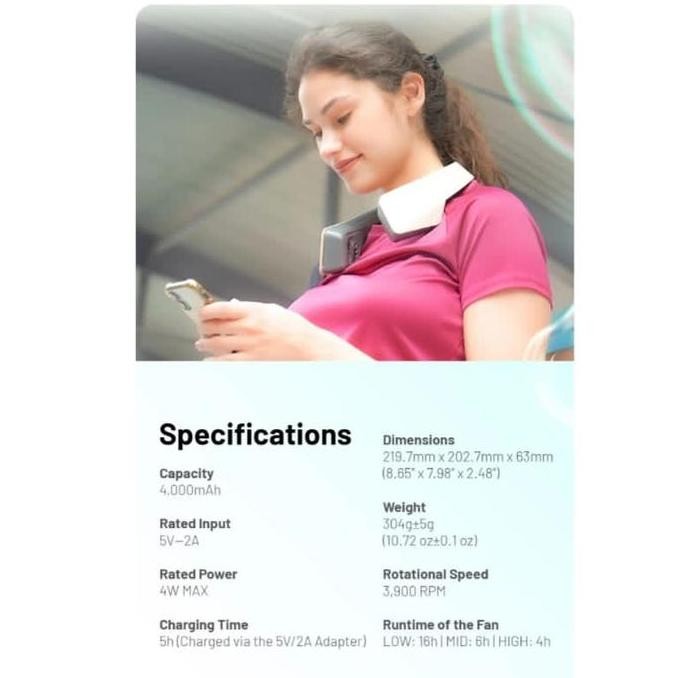 Terlaris Nitecore Nef20 Kipas Gantung Portabel, Kipas Angin Gantung Leher Ready Stok