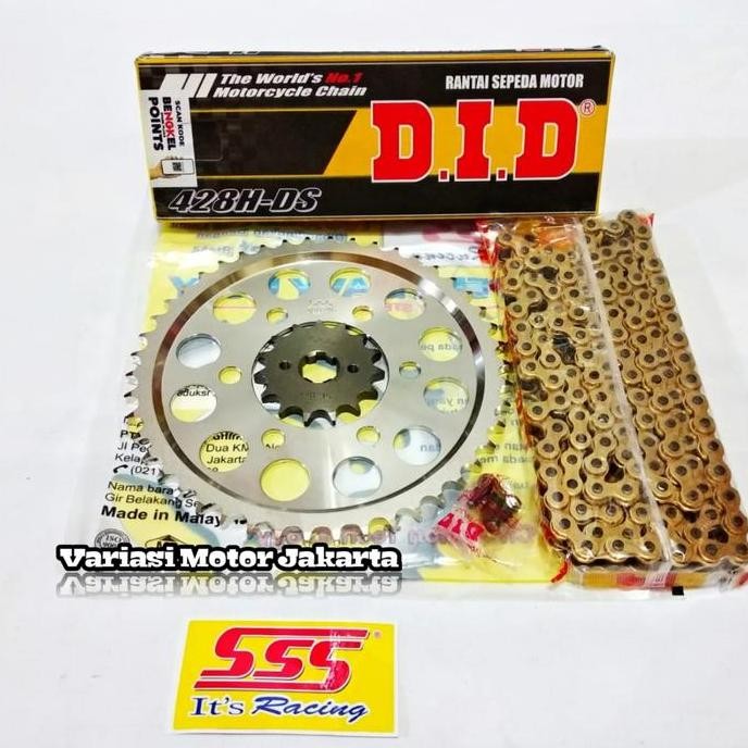 Gear Set SSS CB150X CBR150 LED CB150R  CBR150R Lubang Baut 6  Rantai DID HDS Gold 130L 428