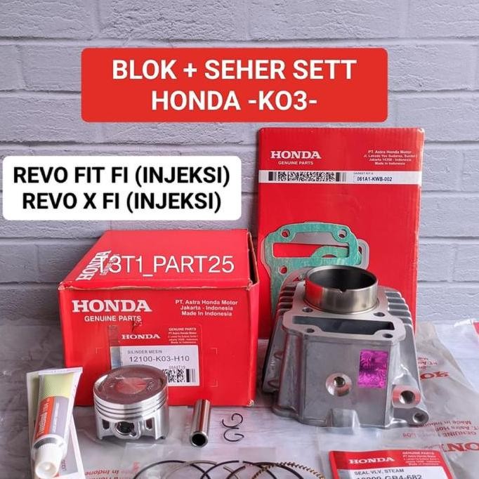 Blok Seher Set Honda Revo Injeksi K03 + Lem Packing Mesin