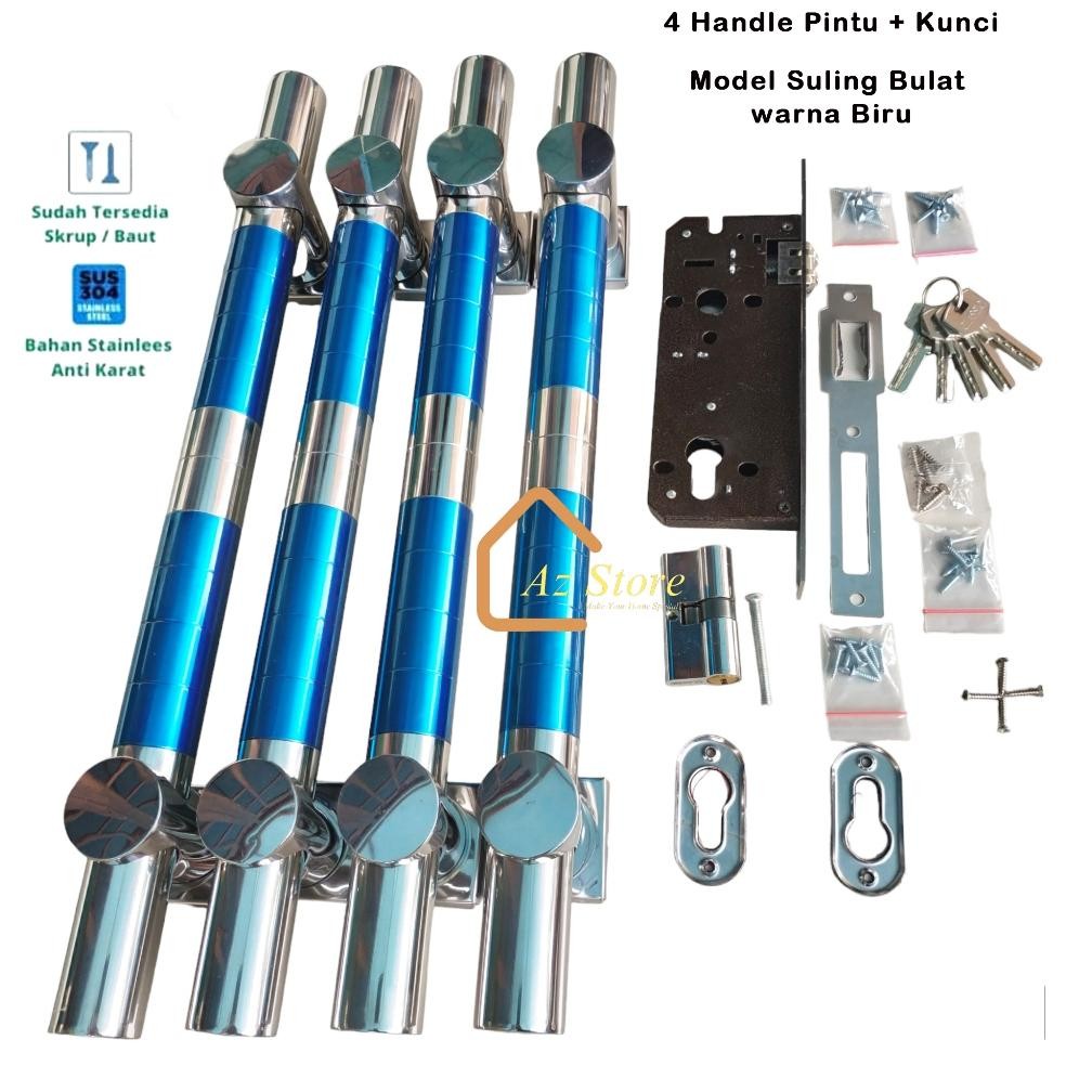 Handle Kunci Pintu Set Tarikan Pintu Rumah Gagang 2 Pintu 45 cm Stainles Asli