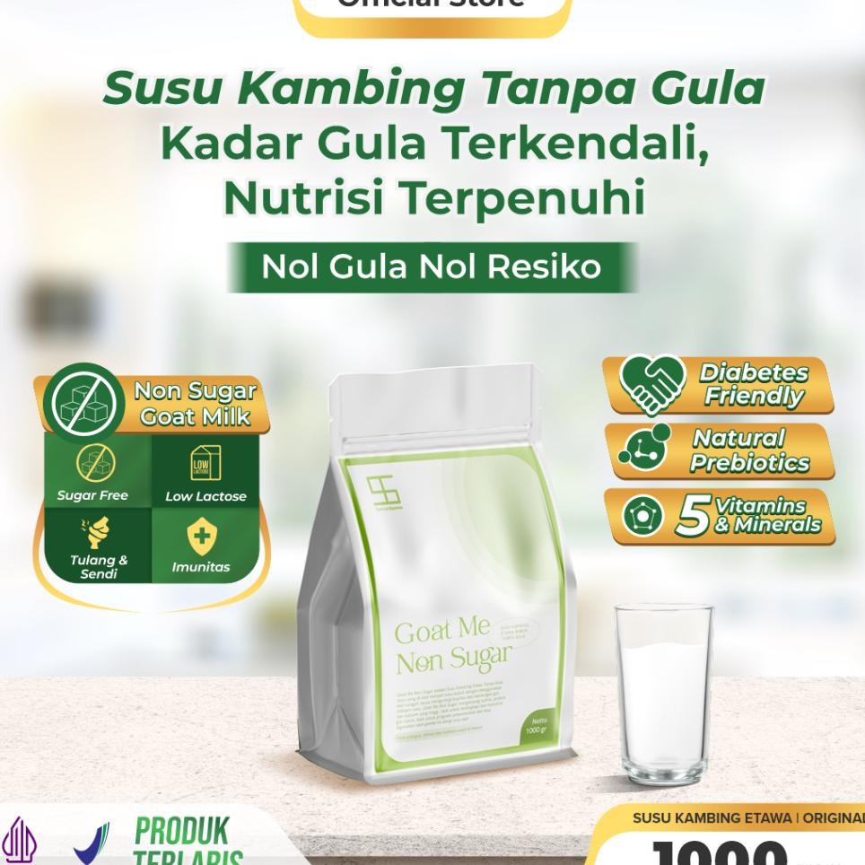 

Ternak Syams Goatme Non Sugar Rasa 1Kg Susu Kambing Tanpa Gula Aman Diabetes Kolestrol Hipertensi Mengatasi Gula Darah Asam Urat Nyeri Sendi Syaraf Kejepit Keram Kebas Kesemutan Pengapuran Tulang Gi Lansia Osteoporosis Rendah Laktosa