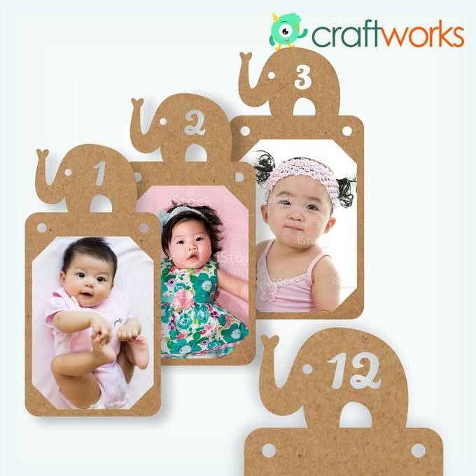 ------] BUNTING FLAG FOTO BAYI 0-12 BULAN - BENTUK GAJAH