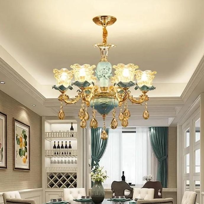 Lampu Hias Gantung Kristal Bunga Mewah / Lampu Ruang Tamu Mewah