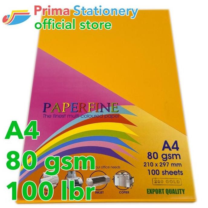 

Kertas Hvs Warna A4 Paperfine It 200 Gold | Isi 100 Lembar Eksklusif