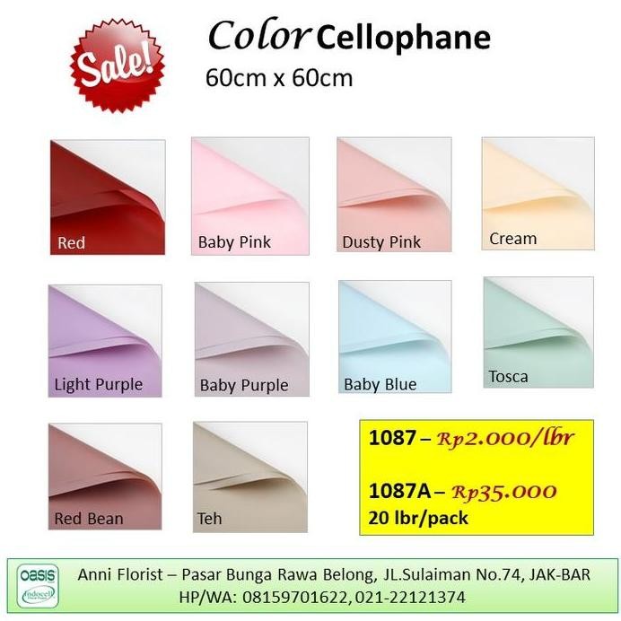 

Color Cellophane 1087A 20 lbr/pack, Aksesoris bunga