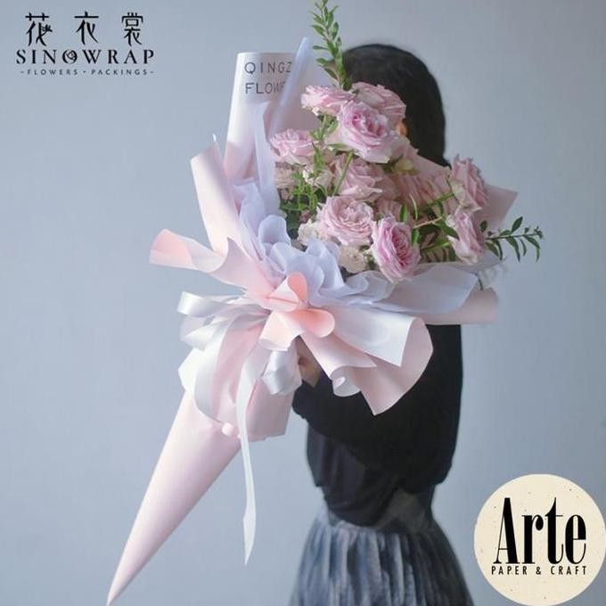 

20 Lembar Kertas Cellophane Wrap Buket Bi Color Putih Pastel P.OYXJ