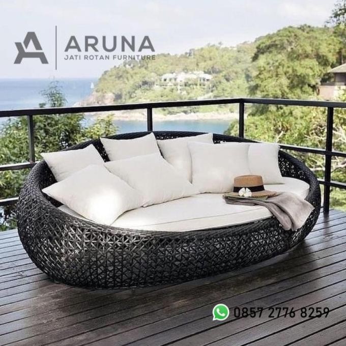 Daybed Rotan sintetis Taman ( Kursi Outdoor Daybed Kolamrenang)