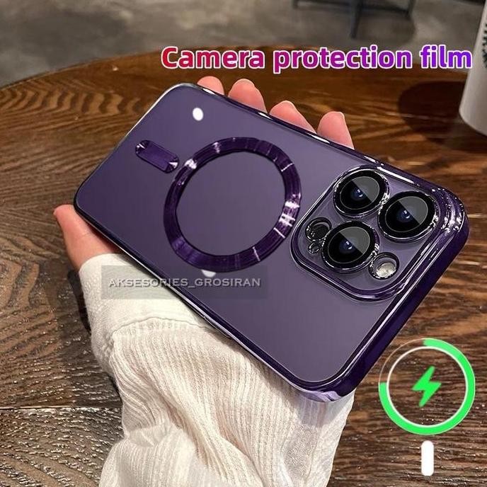 DEEP PURPLE Case Electroplating Metalic Magsafe Iphone 13 14 PRO MAX murah