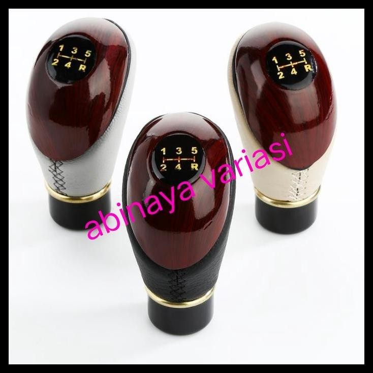 TERBARU GEAR KNOB MOBIL AGYA AYLA MANUAL SHIFT KNOB MOTIF KAYU KULIT