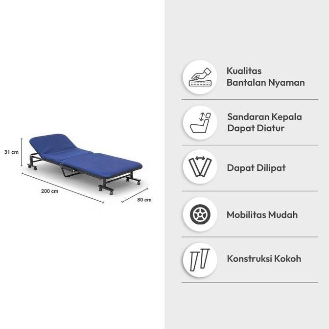 Informa Troy Kasur Tidur Lipat - Biru Folding Bed Matras Lipet Alas Tidur Pelengkap Kamar Tidur