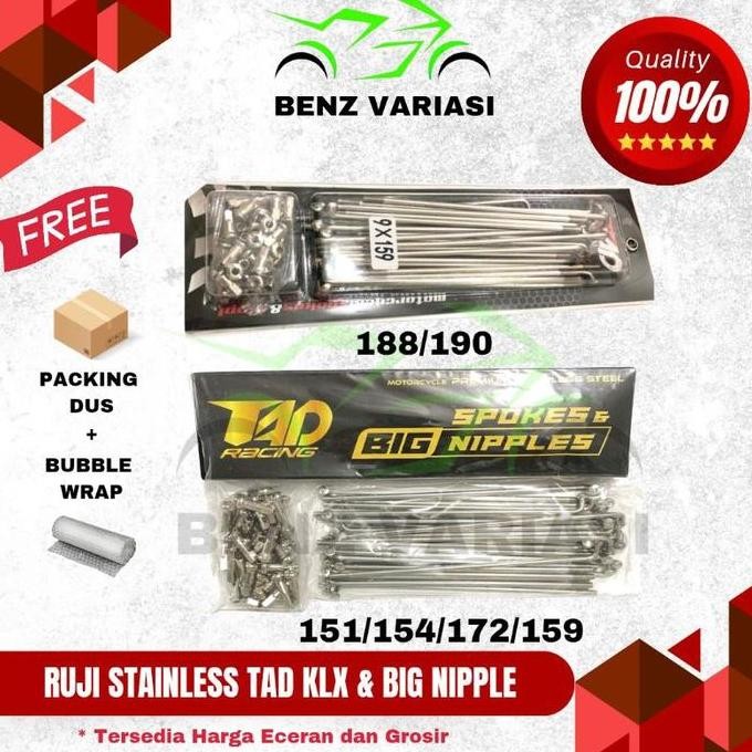 RUJI JARI JARI VELG TAD STAINLESS STEEL BIG NIPPLESRUJI STAINLESS TAD KLX 188, 190 & TAD BIG NIPPLE 