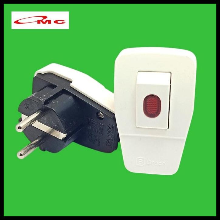 HOT DEAL BROCO STEKER ARDE SAKLAR SWITCH LAMPU ON OFF 13311 PUTIH COLOKAN BROCO STEKER SAKLAR ON OFF