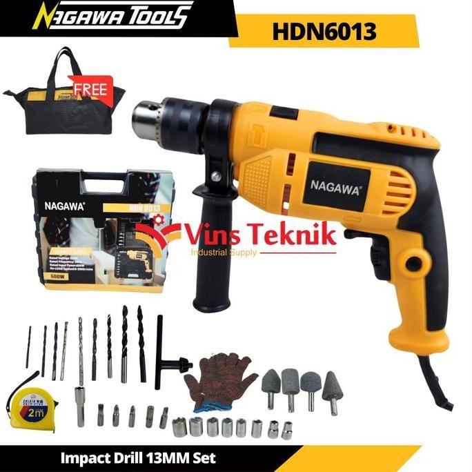Mesin Bor Tembok 13Mm Set Impact Drill Hammer Drill Set Nagawa Hdn6013 Hdn 6013
