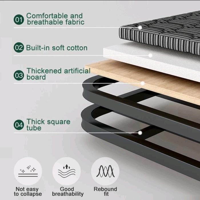 Ranjang Lipat Besi Hitam Folding Lipat Kokoh Kuat Berkualitas Original Dan Terpercaya