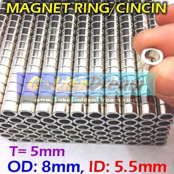 

~^~^~^] Magnet Ring Cincin 8x5.5x5mm Bulat Lobang Strong Neodymium 8x5.5x5 mm